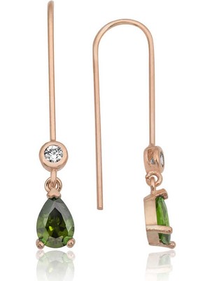 DMR Elegance Gümüş Yeşil Damla Küpe