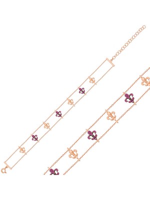 DMR Elegance Gümüş Rose Çiçek Desenli Bayan Bileklik