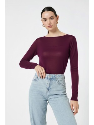 Hakke Kayık Yaka Kaşmir Ultra Hafif Bluz