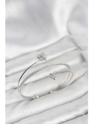 Ayder Timya Yonca Çiçek Model Pirinç Gümüş Renk Kadın Bileklik - TJ-BB8258 TG/Tmy228613