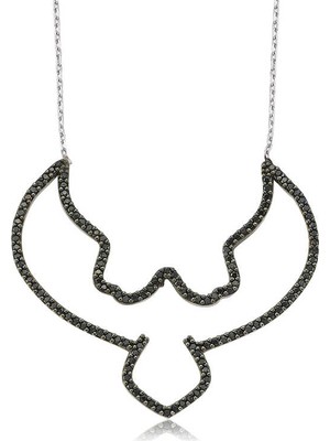 DMR Elegance Gümüş Kara Kartal Bayan Kolye