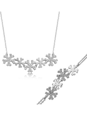 DMR Elegance Gümüş Kar Taneleri Bayan Set