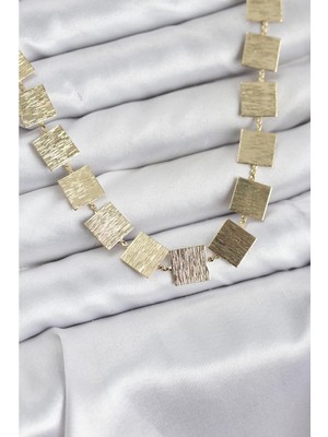 Ayder Timya Kare Plaka Model Gold Renk Kadın Kolye - TJ-BKO10825 TG/Tmy228630