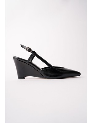 Muggo Marbella Sivri Burun Arkası Açık Kadın Dolgu Topuklu Ayakkabı