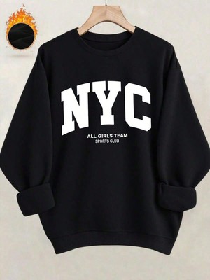 Nyc Baskılı Sweatshırt Oversize 3 Iplik
