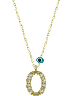 DMR Elegance Gümüş Nazar Gold O Harfi Kadın Kolye