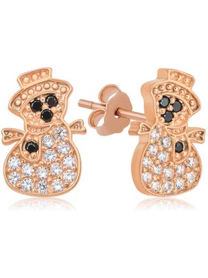 DMR Elegance Gümüş Rose Kardan Adam Kadın Küpe