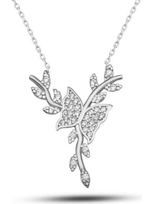 DMR Elegance Gümüş Daldaki Kelebek Kadın Kolye