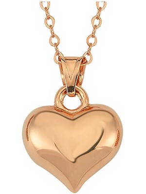 DMR Elegance Gümüş Rose Küçük 3 Boyutlu Kalp Kadın Kolye