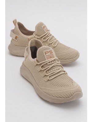 Ccway Erkek Bağcıklı Triko Spor Ayakkabı Bej Bej