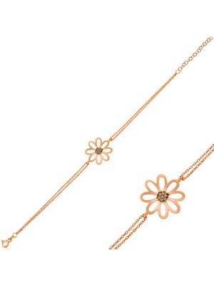 DMR Elegance Gümüş Rose Çiçek Bayan Bileklik