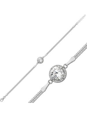 DMR Elegance Gümüş Tektaş Bayan Bileklik