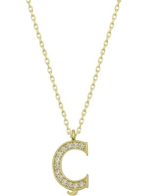 DMR Elegance Gümüş Gold Ç Harfi Kadın Kolye