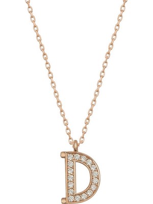 DMR Elegance Gümüş Rose D Harfi Kadın Kolye