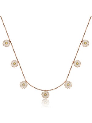 DMR Elegance Gümüş Rose Papatya Şans Kadın Kolye