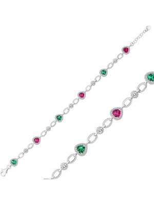 DMR Elegance Gümüş Renkli Kalpler Bayan Bileklik