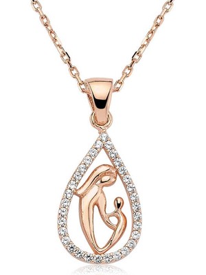DMR Elegance Gümüş Damla Anne Çocuk Kolyesi
