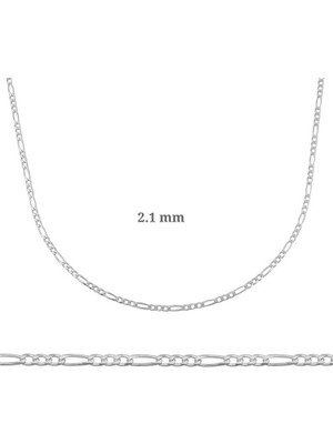 DMR Elegance 2.10 mm Gümüş Figaro Zincir - 0.60 Mikron
