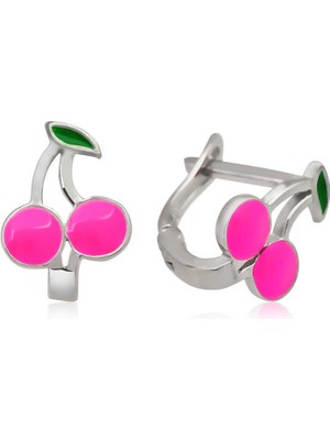 DMR Elegance ​gümüş Pembe Kiraz Çocuk Küpesi