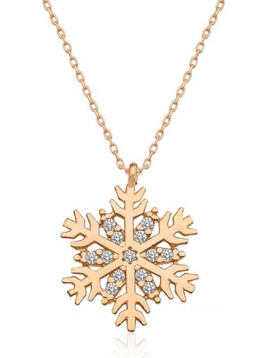 DMR Elegance Gümüş Rose Kar Tanesi Bayan Kolye