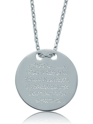 DMR Elegance Gümüş Ayetel Kürsi Yazılı Plaka Bayan Kolye