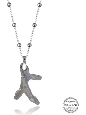 DMR Elegance Swarovski Crystal Taşlı Top Zincir Mercan Gümüş Kadın Kolye