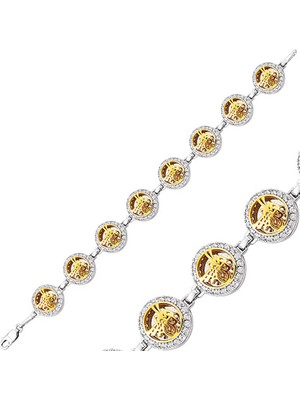 DMR Elegance Gümüş Yuvarlak Tuğra Bayan Bileklik