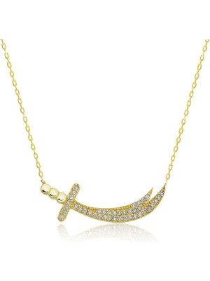 DMR Elegance Gümüş Gold Zülfikar Kılıcı Kadın Kolye