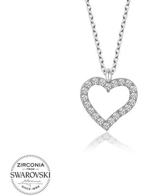DMR Elegance Swarovski Taşlı Gümüş Kalp Bayan Kolye