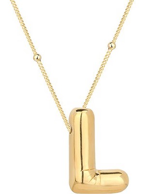 DMR Elegance Gümüş Gold Balon L Harfi Kadın Kolye