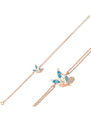DMR Elegance ​gümüş Rose Kelebek Kadın Bileklik