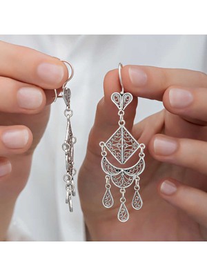 DMR Elegance Gümüş Telkari Sallantılı Kadın Küpe