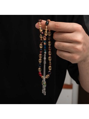 DMR Elegance Gümüş Püskül Sıkma Kehribar Tesbih