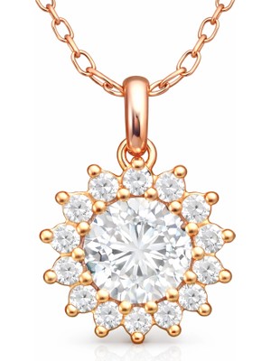 DMR Elegance Gümüş Rose Minimal Yuvarlak Anturaj Kadın Kolye