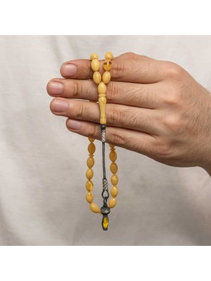 DMR Elegance Gümüş 1000 Ayar Kazaz Püsküllü Sıkma Kehribar Tesbih