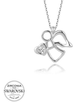 DMR Elegance Swarovski Taşlı Gümüş Melek Bayan Kolye