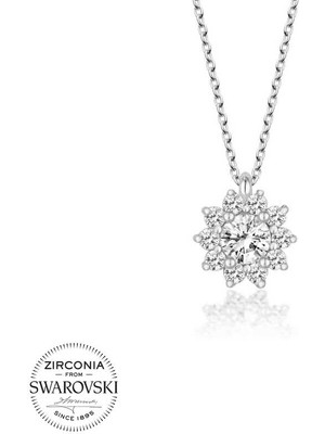 DMR Elegance Swarovski Taşlı Gümüş Tektaş Bayan Kolye