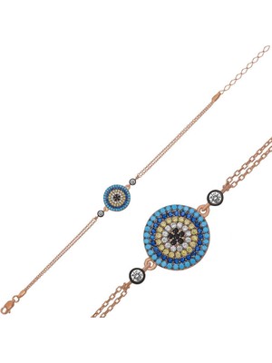 DMR Elegance Gümüş Rose Nazar Bayan Bileklik