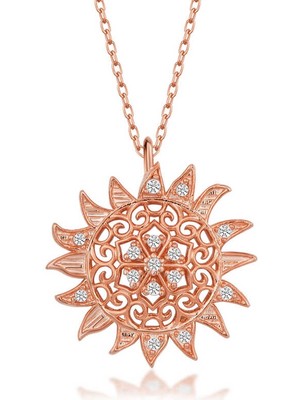 DMR Elegance Gümüş Rose Güneş Kadın Kolye