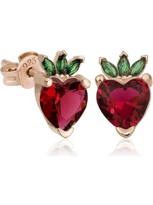 DMR Elegance ​gümüş Çilek Figür Meyve Çivi Küpe