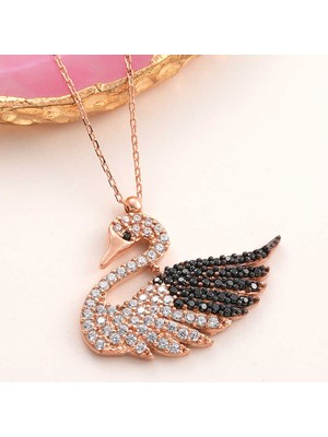DMR Elegance Gümüş Rose Kuğu Kadın Kolye