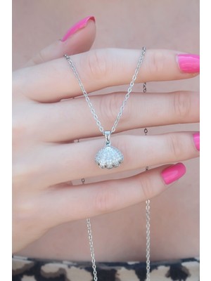 Ayder Timya 316L Çelik Gümüş Renk Açılır Midye Model Kadın Kolye - TJ-BKO7389 TG/Tmy229349