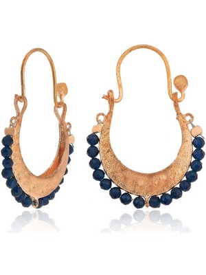 DMR Elegance ​gümüş Lacivert Taşlı Bohem Küpe