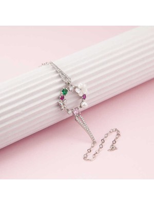 DMR Elegance Gümüş Renkli Manolya Çiçeği Kadın Bileklik