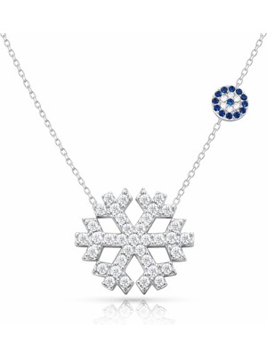 DMR Elegance Gümüş Nazarlı Kar Tanesi Kadın Kolye