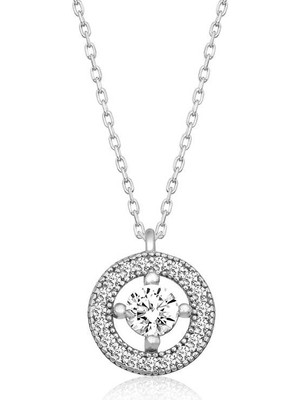 DMR Elegance Gümüş Minimal Yuvarlak Tektaş Kadın Kolye