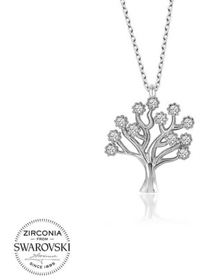 DMR Elegance Swarovski Taşlı Gümüş Hayat Ağacı Bayan Kolye