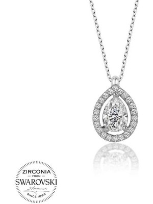 DMR Elegance Swarovski Taşlı Gümüş Tektaş Bayan Kolye