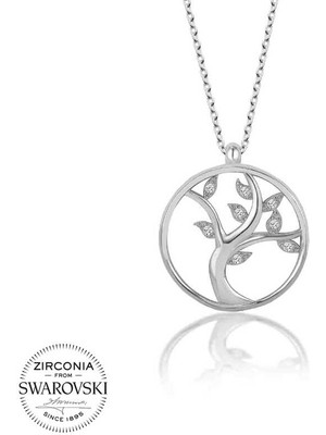 DMR Elegance Swarovski Taşlı Gümüş Hayat Ağacı Bayan Kolye