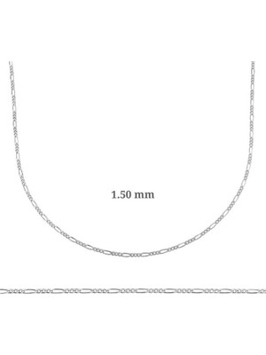 DMR Elegance 1.50 mm Gümüş Figaro Zincir - 0.40 Mikron